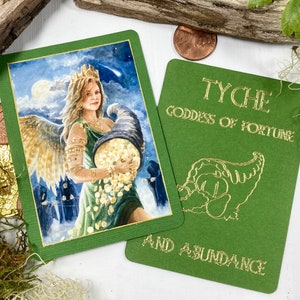 Tyche Goddess Money Magische Geluk Overvloed Gebedskaart | Griekse godin Alter | Fortuna Welvaart