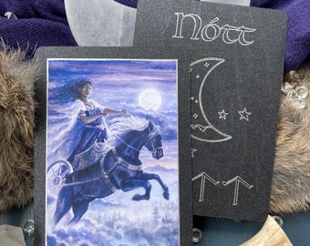 Nott Night Goddess Altar Card | Nordic Goddess Norse Gods | Art Trading Cards