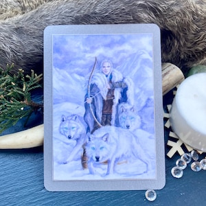 Skadi Noorse wintergodin altaarkaart | Kleine kunstafdruk Wolves Pagan