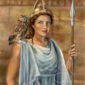 Athena Print Greek Goddess Wisdom and War | Oil Painting Portrait