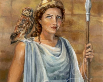 Athena Print Greek Goddess Wisdom and War | Oil Painting Portrait