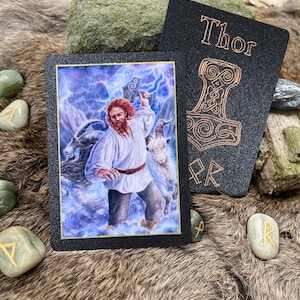 Thor-altaarkaart | Noorse godenkunst | Gebedskaarten voor God of Thunder