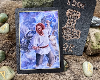 Thor Altar Card | Norse Gods Art | God of Thunder Prayer Cards