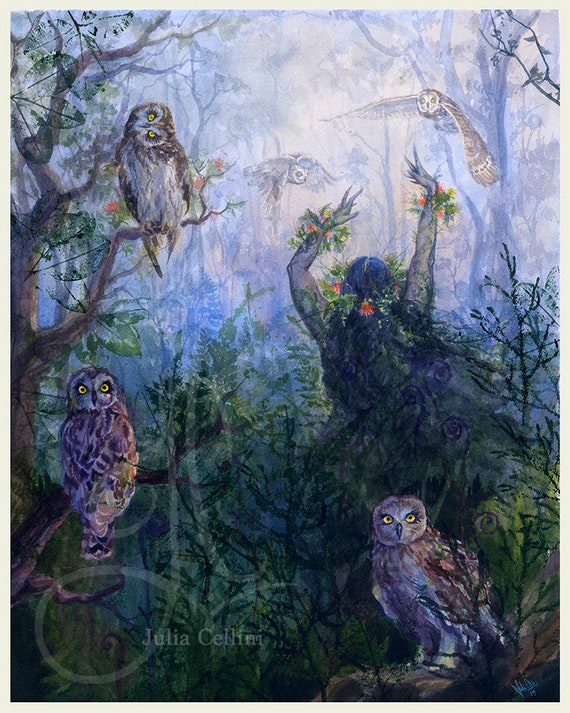フクロウ広森耕仁作絵画