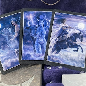 Diosa Nocturna Trío Nyx Nott y Nut / Divina Magia Femenina Tarjetas de Altar Oración / Primordial Moon Stars Set
