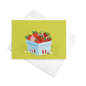 Carte de voeux aux fraises, Carte de petits fruits, Carte vierge, Carte de remerciement, Cartes d'aide, Cartes de remerciement
