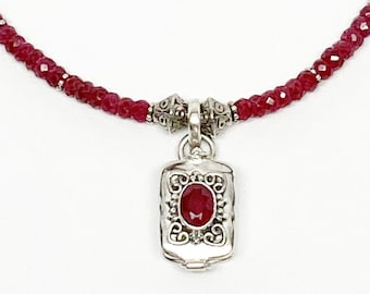 Ruby Sterling Silver Poison Pendant Prayer Box Keepsake Necklace, Artisan Necklace