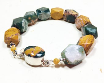 Ocean Jasper Chunky Nugget Bracelet, Sterling Silver Clasp (7.75" Interior)