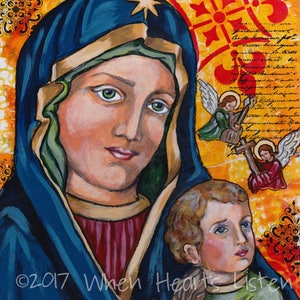Our Lady of Perpetual Help icon, modern icon, folk icon, religious art, religious painting, Mary and Jesus painting, religious gift