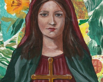 St. Lillian, patron saint of Lily, patron saint of Elizabeth, patron saint of strength faith, modern icon, confirmation gift, inspirational