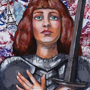 Sainte Jeanne d'Arc, patronne de la France, patronne des soldats, saint art, art catholique, cadeau de confirmation, cadeau personnalisé, religieux