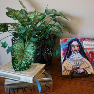 St Bernadette painting, Saint Bernadette Soubrious, saint painting, saint art, religious art, inspirational art, confirmation gift image 3
