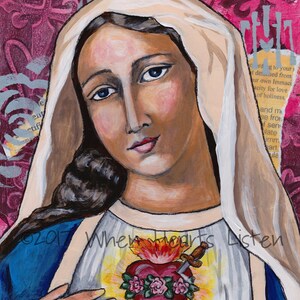 Sacred Heart of Mary, Immaculate Heart of Mary, Mary virgin mother, religious painting, religious art, virgin Mary, Mary mother of God