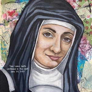 St. Louise de Marillac, patron saint of social workers, religious icon, modern icon, confirmation gift, religious gift, inspirational art image 3