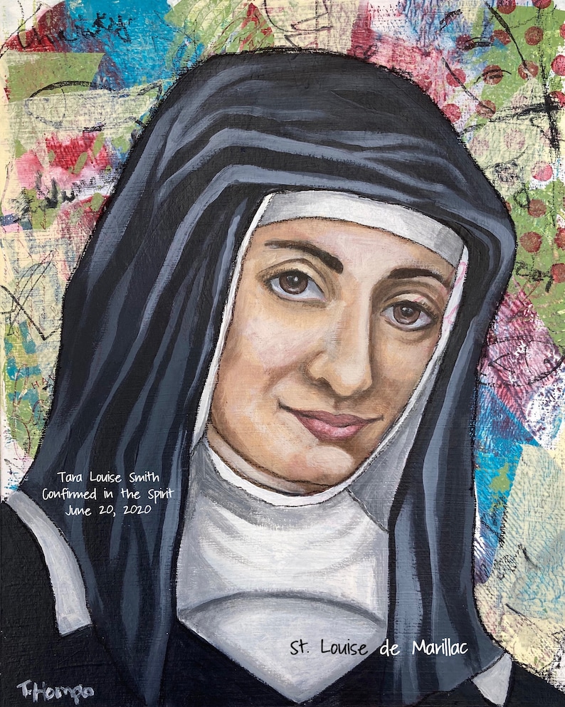 St. Louise de Marillac, patron saint of social workers, religious icon, modern icon, confirmation gift, religious gift, inspirational art image 3