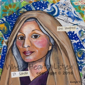 St. Sarah - patron of laughter - religious gift - religious painting - confirmation gift - religious decor - saint icon - personalized gift