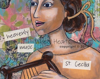 St. Cecilia, patron saint of music, saint painting, religious or confirmation gift