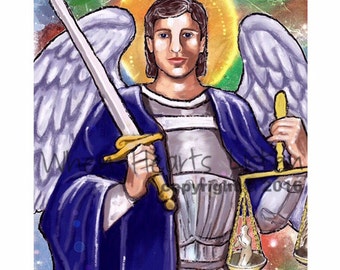 St. Michael the archangel, St. Michael, saint art, confirmation gift, religious gift, religious icon, saint icon, personalized art