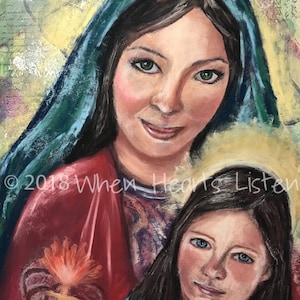St. Anne, painting of St. Anne, mother of blessed Virgin,  patron of expectant mothers, pastel painting, religious painting