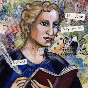 St. John the evangelist, St. John the apostle, Confirmation gift, patron saint of caregivers, patron saint of authors, saint art,