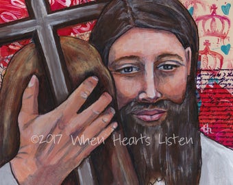 Jesus, painting of Jesus, religious art, religious painting, modern icon, religious gift