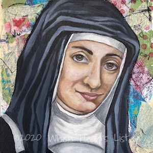 St. Louise de Marillac, patron saint of social workers, religious icon, modern icon, confirmation gift, religious gift, inspirational art image 1