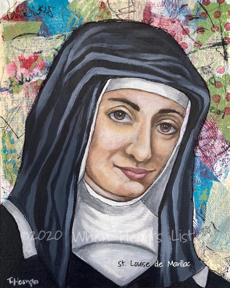 St. Louise de Marillac, patron saint of social workers, religious icon, modern icon, confirmation gift, religious gift, inspirational art image 1