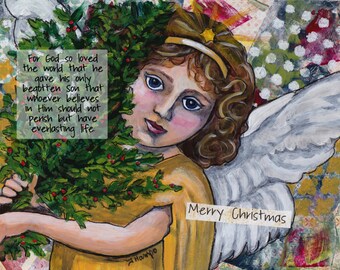 Christmas angel, Christmas card, Christmas decoration, religious gift, Christmas gift, religious greeting card, religious art, angel art