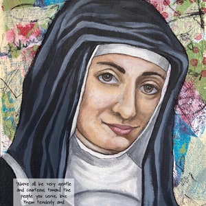 St. Louise de Marillac, patron saint of social workers, religious icon, modern icon, confirmation gift, religious gift, inspirational art image 4