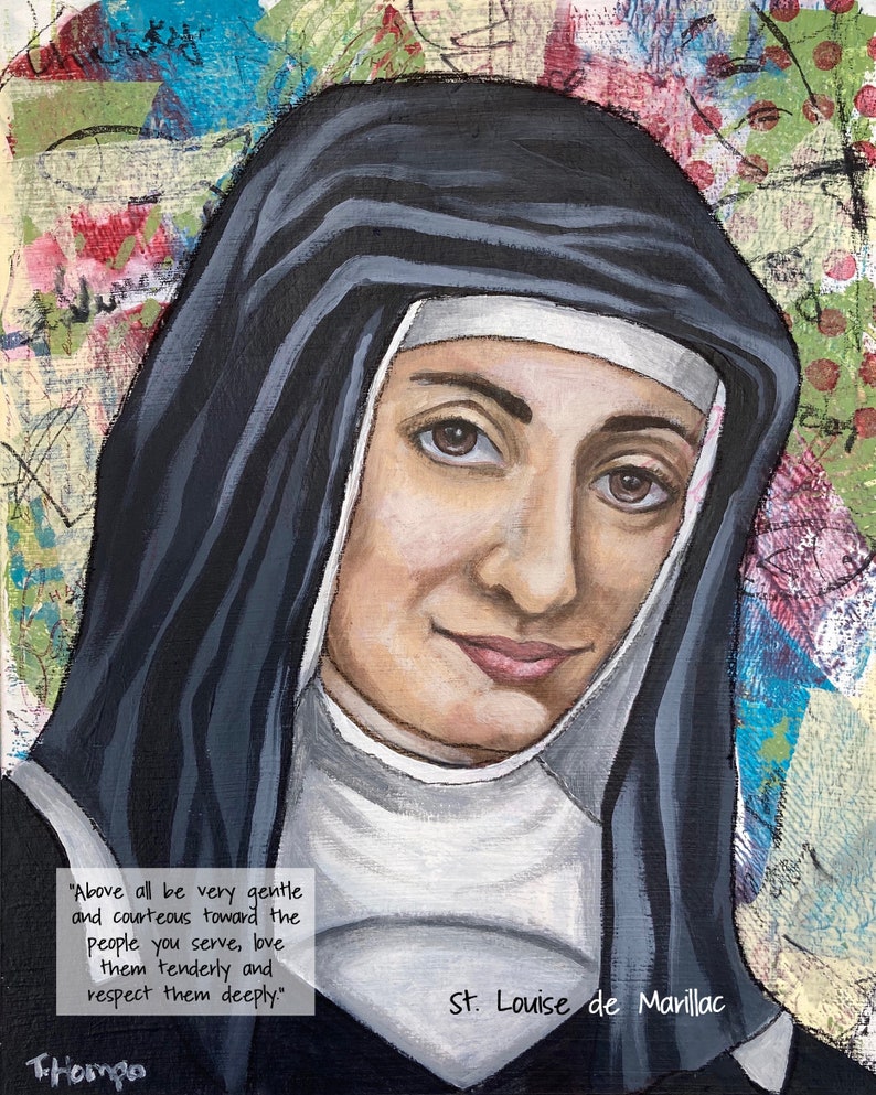 St. Louise de Marillac, patron saint of social workers, religious icon, modern icon, confirmation gift, religious gift, inspirational art image 4