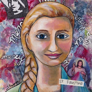 St. Faustina - Divine Mercy- Confirmation gift-personalized art - saint art-religious art-inspirational art- year of mercy