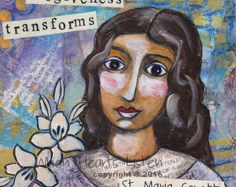 St. Maria Goretti, Patron saint of teens, religious or confirmation gift, religious art, saint painting, personalized artwork
