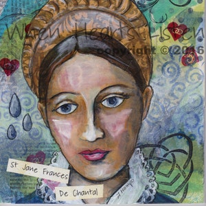 St. Jane de Chantal, patroonheilige van weduwen, patroonheilige van de schoonfamilie, heilige schilderen, inspirerende kunst, woondecoratie