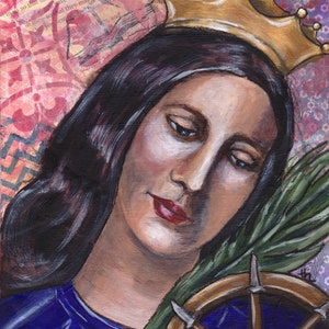 St. Catherine of Alexandria, saint art, religious icon, religious art, personalized art, confirmation gift, panel art, inspirational art