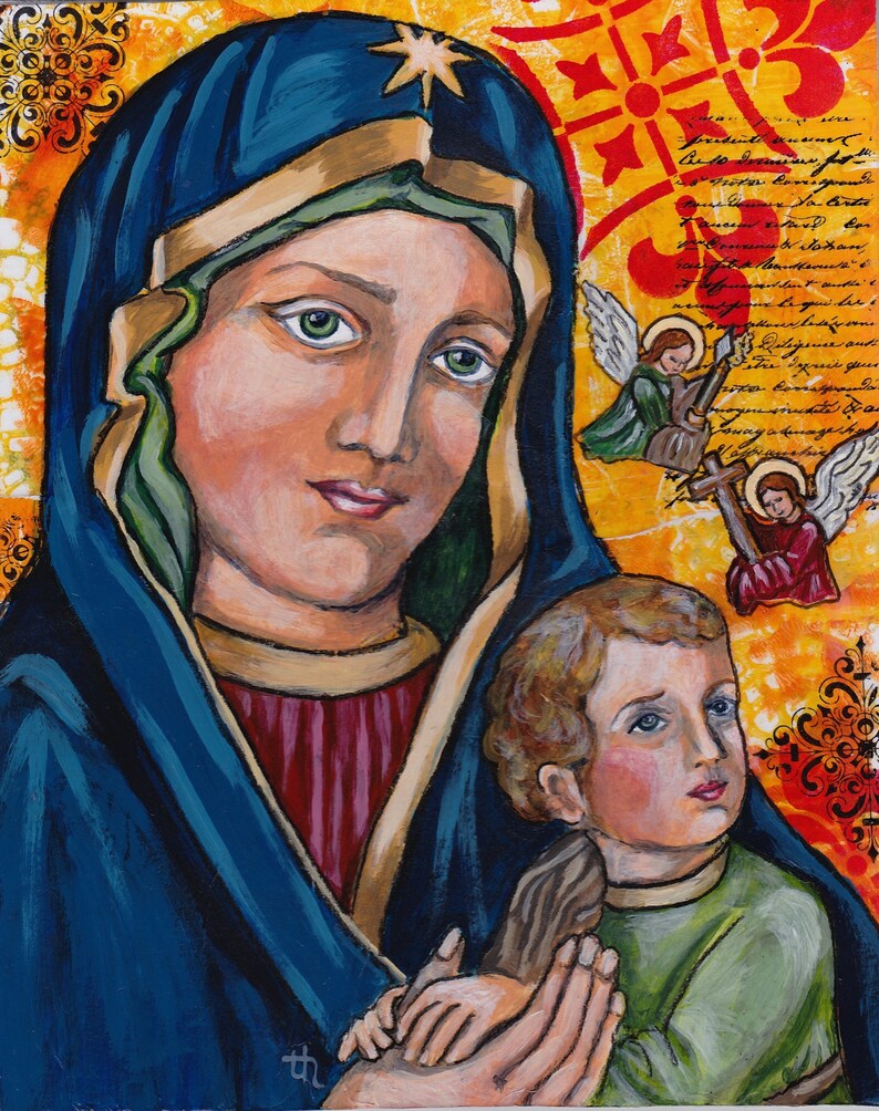 Mary and Jesus painting Our Lady of Perpetual Help icon religious gift