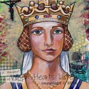 St. Margaret of Scotland, saint art, religious icon, confirmation gift, saint painting, modern icon, religious gift, catholic art