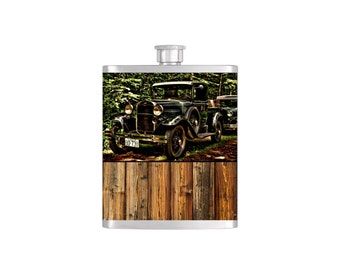 Moonshine Old Truck Groomsmen Guy's Flask By Bottoms Up Flasks - Stainless Steel 7 oz Liquor Hip Flasks - Flask #257