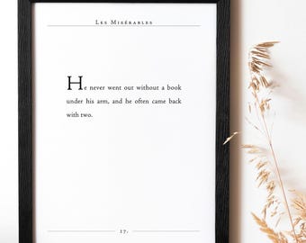 Les Miserables Poster | Victor Hugo Quote Print | Book Page Art | Classic Lit Gift for Bookworm