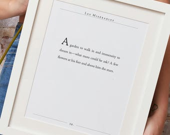 Les Miserables Poster | Victor Hugo Quote | Book Page Art | Classic Lit