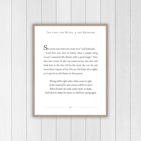 Chronicles of Narnia Quote | Lion, Witch, & Wardrobe Print | CS Lewis Quote | Aslan Quote | Narnia Nursery Decor | Playroom Art