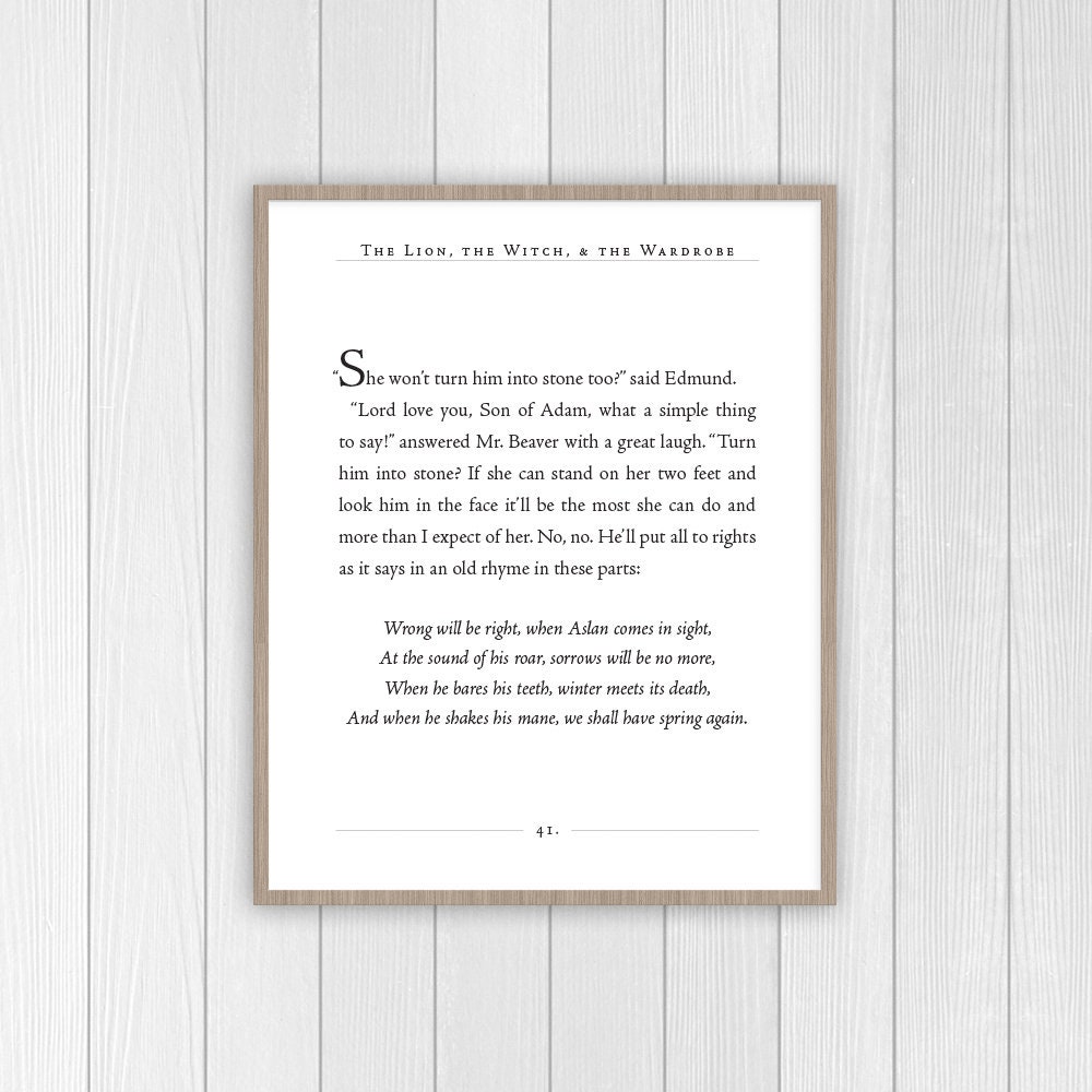 Chronicles of Narnia Quote Lion Witch & Wardrobe Print 