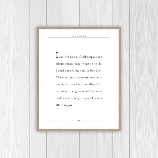 Jane Eyre Quote | Charlotte Bronte Quote Print | Book Quote | Literary Gift | Classic Quote |