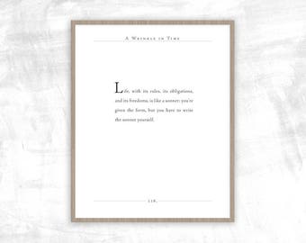Madeleine L'Engle Quote | A Wrinkle In Time Print | Life is Like a Sonnet | Children's Book Quote | Literary Gift | Nursery Decor | Playroom