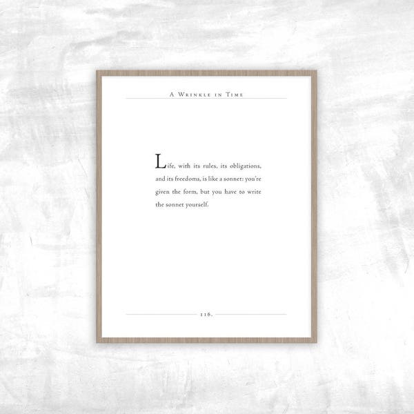 Madeleine L'Engle Quote | A Wrinkle In Time Print | Life is Like a Sonnet | Children's Book Quote | Literary Gift | Nursery Decor | Playroom