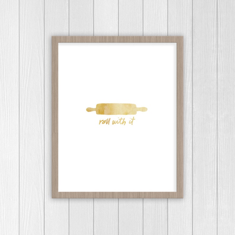 Roll With It Kitchen Print Kitchen Rolling Pin Art Gifts Etsy
