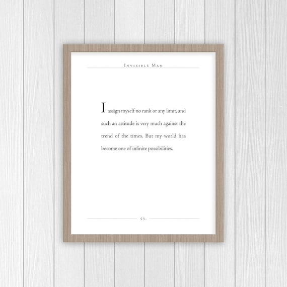 Ralph Ellison Quote Invisible Man Print Infinite | Etsy