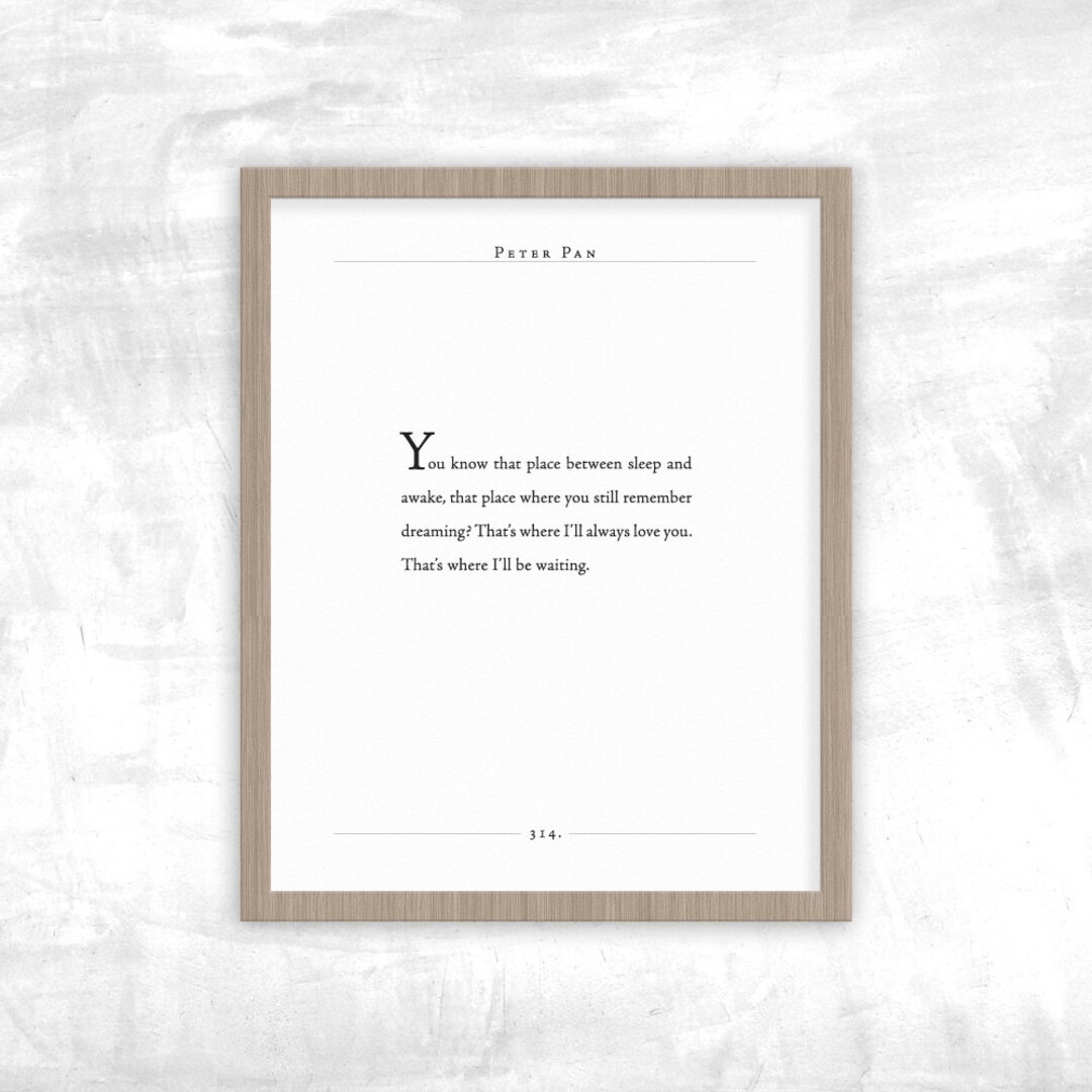 Peter Pan Quote Dream and Remember Nursery Print Classic Literary Quotes Etsy