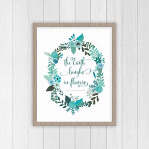 The Earth Laughs in Flowers Print | Floral Nursery Decor | Ralph Waldo Emerson Quote | Floral Wreath | Girl Room Art | Baby Girl Nursery Art bild 3