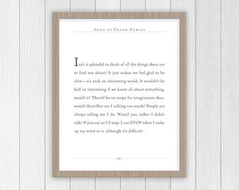 Anne of Green Gables Quote | Anne Shirley Motivational Quote Print | Imagination Anne with an E Quote Print | Classic Literature Book Poster