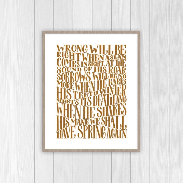 Chronicles of Narnia Quote | Lion, Witch, & Wardrobe Print | CS Lewis Quote | Aslan Quote | Narnia Nursery Decor | Playroom Art